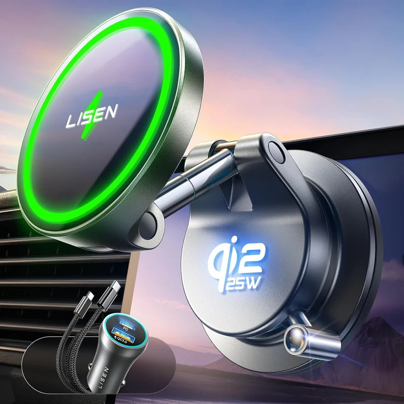LISEN for Qi2 25W MagSafe Car Mount Charger, MagSafe Car Charger, Fast Wireless Charging Car Charger for iPhone