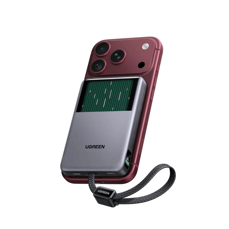 UGREEN MagFlow Pro Magnetische Powerbank (10.000 mAh, Qi2 25 W, integriertes 45-W-USB-C-Kabel)