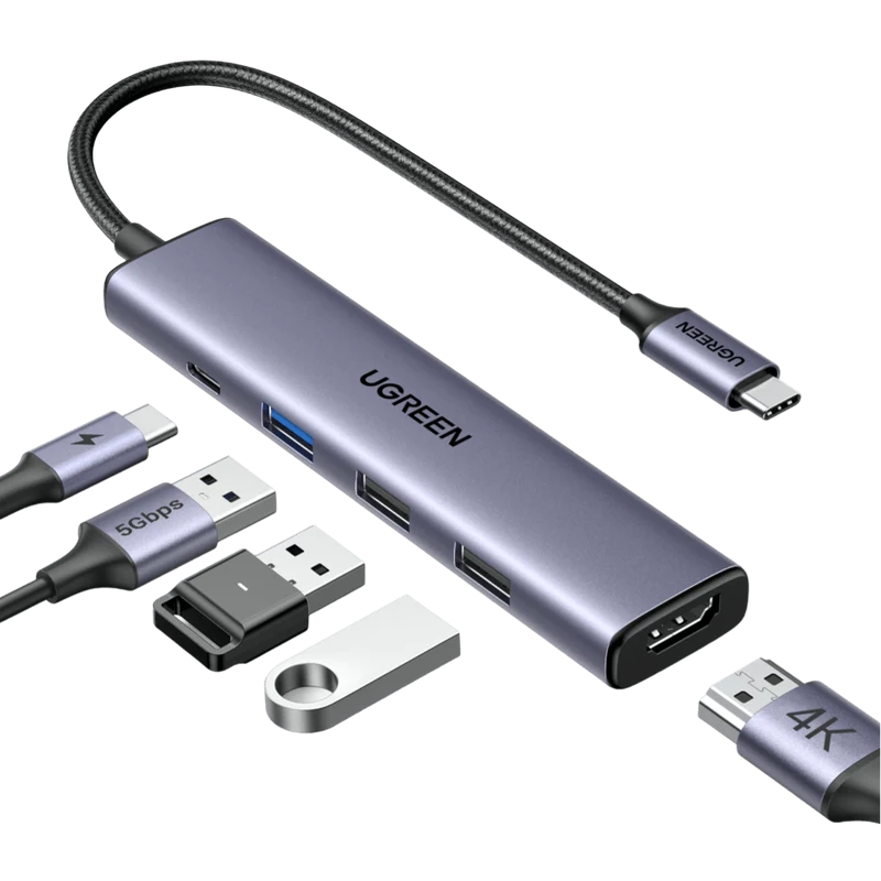 UGREEN Revodok USB-C Hub (5-in-1, 100W, 4K@30Hz, 5Gbps)