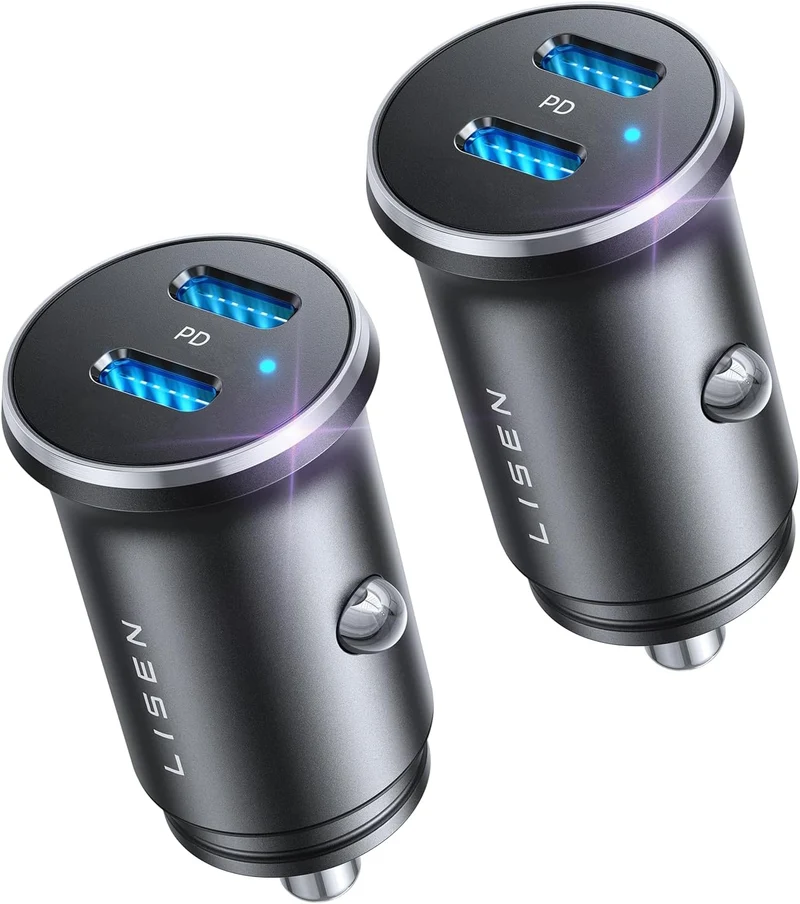LISEN 60W Dual Port USB C Cigarette Lighter Car Charger