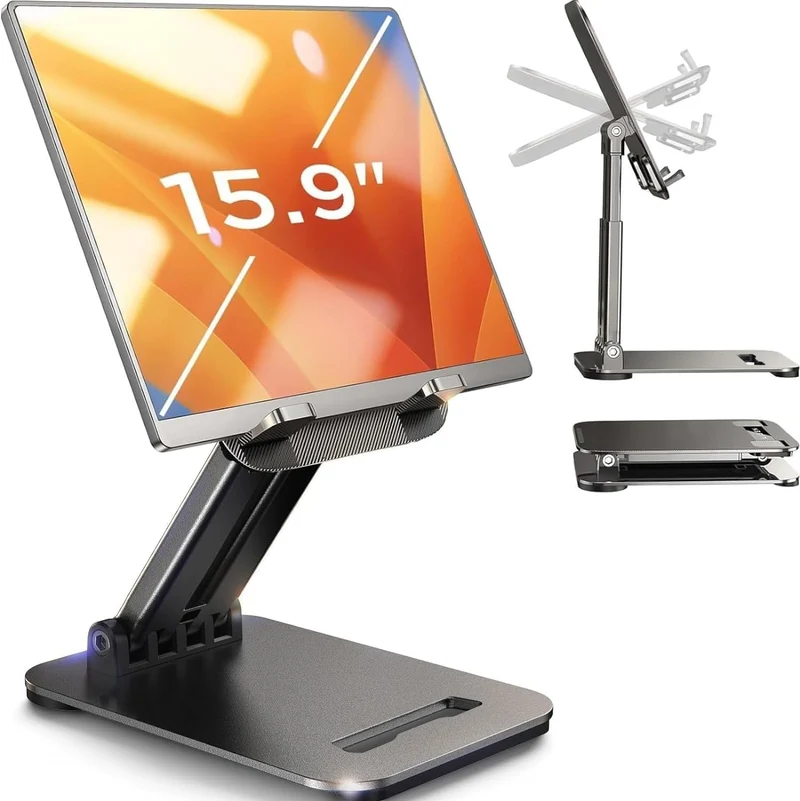 LISEN Soporte para iPad Tablet Totalmente Metálico, Universal Multiángulo Ajustable