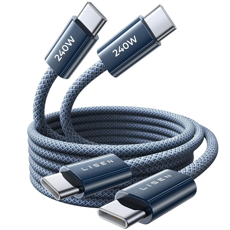 LISEN USB C Kabel 2M 240W Ladekabel USB C 2 Stück