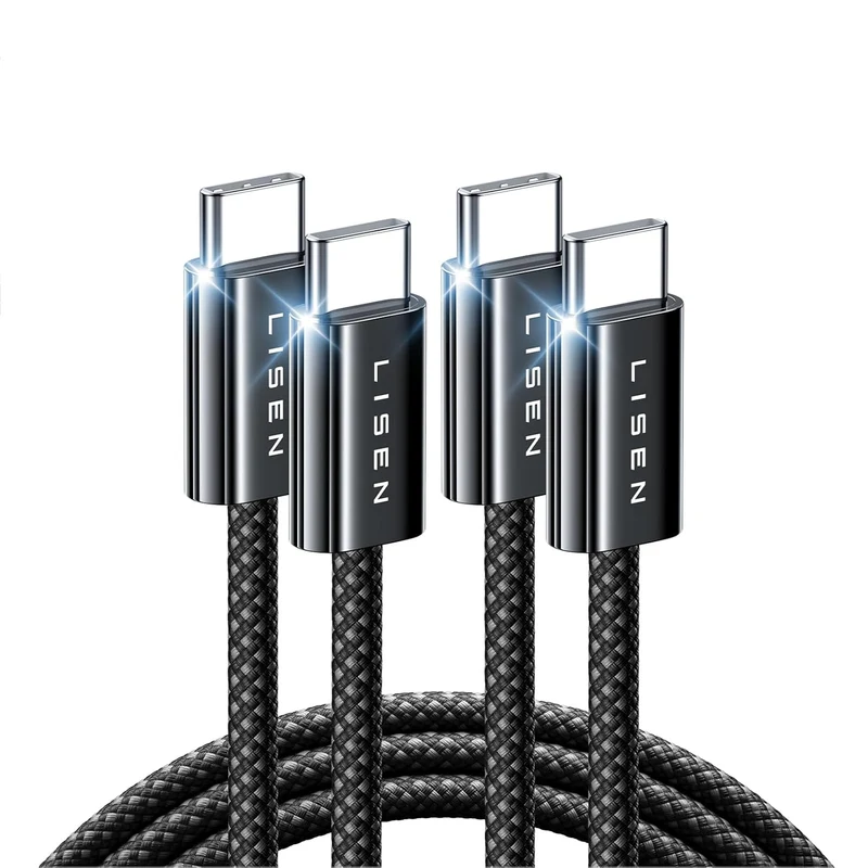 LISEN 2 Pack 240W USB C to USB C Cable 1M Charger Cable Black