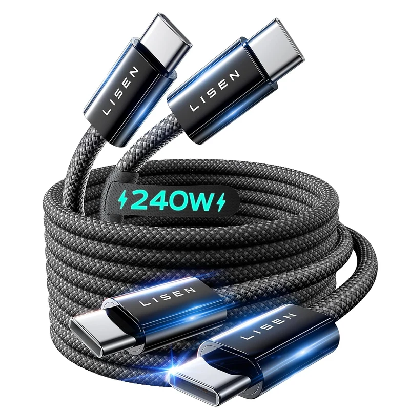 LISEN 2 Pack 240W USB C to USB C Cable 2M USBC to USBC PD