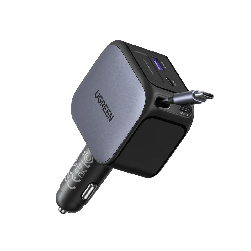 UGREEN Nexode Autoladegerät (145W mit ausziehbarem USB-C-Kabel)