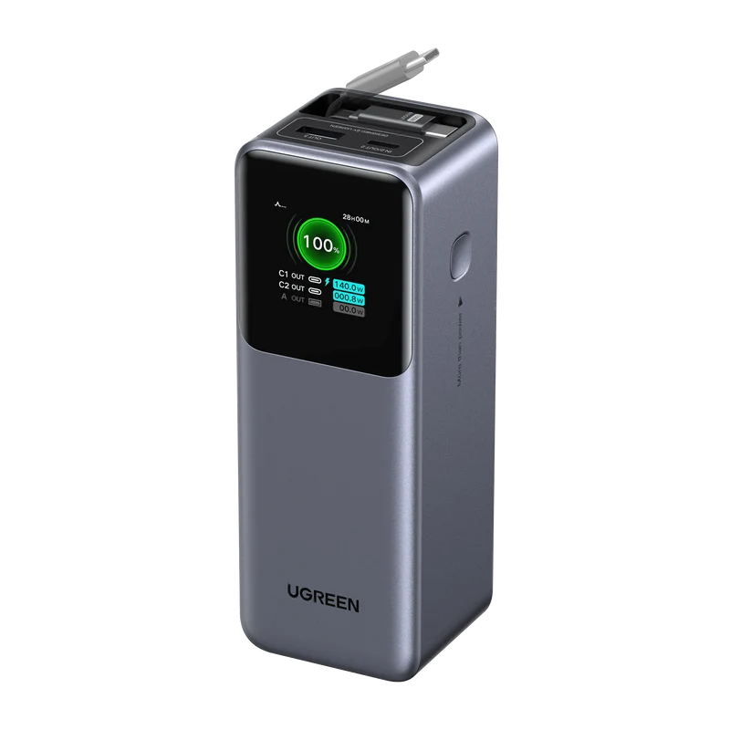 UGREEN Nexode Powerbank (20000mAh, 165W) mit ausziehbarem USB-C-Kabel