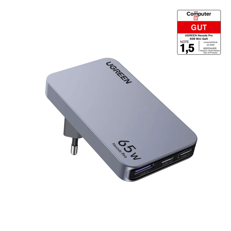 UGREEN Nexode Pro Ultra-Slim USB-C Ladegerät (65W, 3-Ports, GaN)