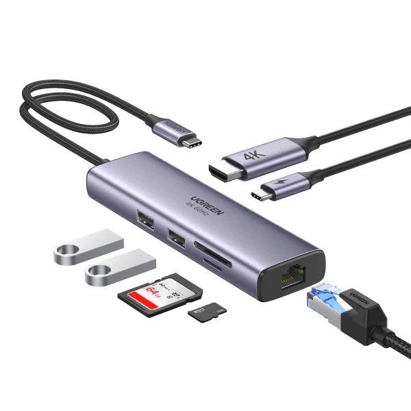 UGREEN Revodok HDMI USB-C Hub (7-IN-1, 4K@60Hz, 1000Mbit/s)