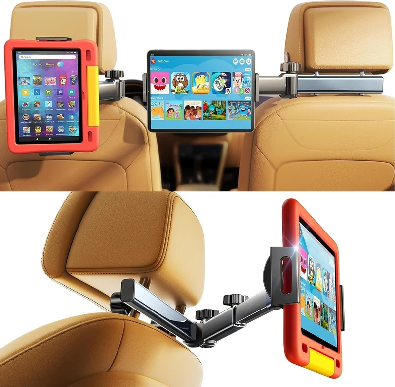 LISEN Car Tablet Holder Rear Seat Extendable Arm Headrest Holder Anti-Slip Car Holder