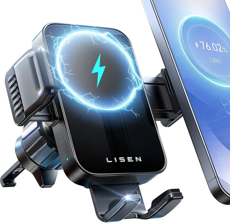 LISEN For Android [15W Pro] Mobile Phone Holder Car with Charging Function