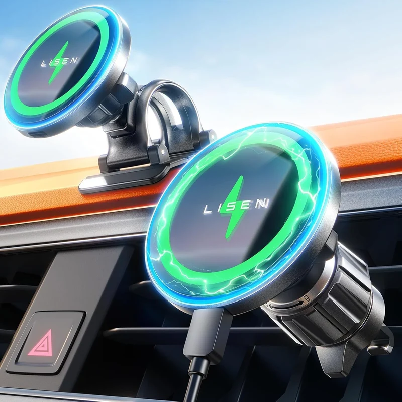 LISEN for MagSafe Car Mount Charger, 15W Wireless