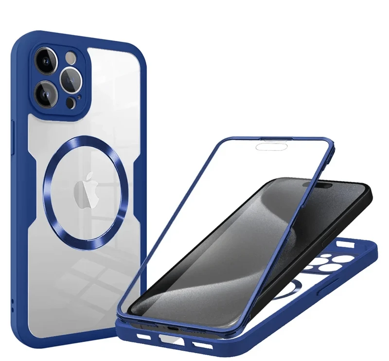 iPhone 16/ Pro/ Plus/ Pro Max - Vollständige Transparente MagSafe Hülle mit Display Schutz
