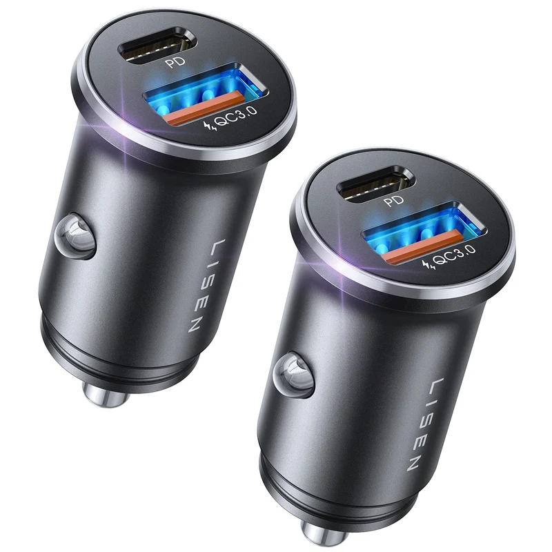 LISEN Car Charger USB C, 69W Cigarette Lighter USB Charger Adapter, 2 Pack ｜Car Accessories Gifts for Men, USBC Cars Fast Charging Adapter USBC Type C 12V Plug, for iPhone Duo 18 Pro Max 17 16 15 14 13