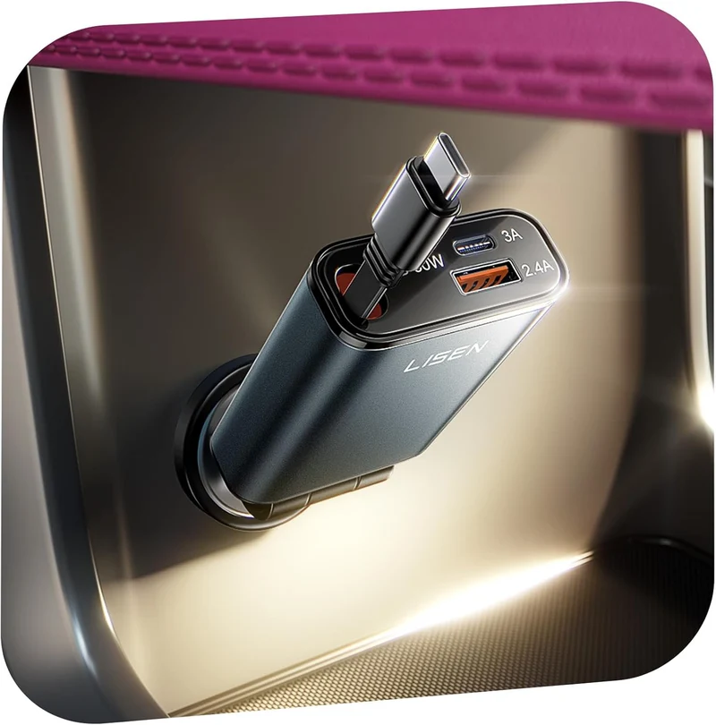 LISEN 57 W Cigarette Lighter USB C 3 in 1 Car Charger