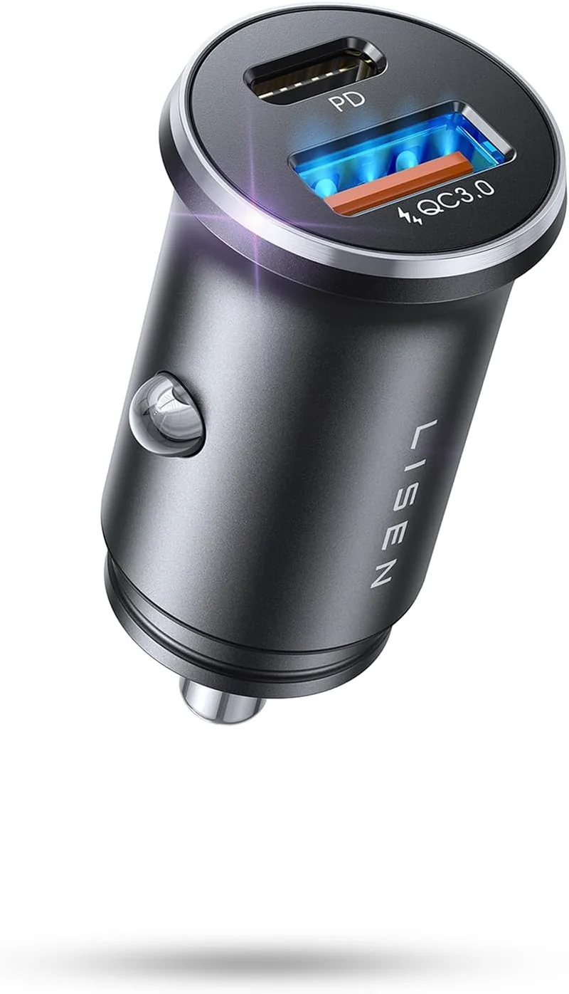 LISEN Car Charger USB C Super Mini Fast Charging PD36W&QC3.0 18W Dual Port
