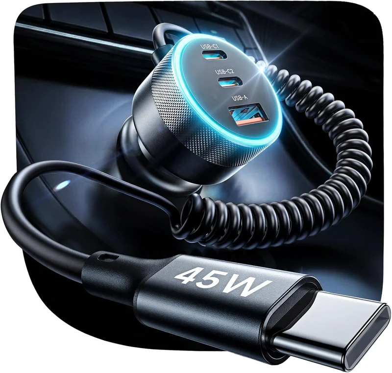 LISEN 90W for iPhone 17 16 15 Pro Max Car Charger USB C Fast Charge