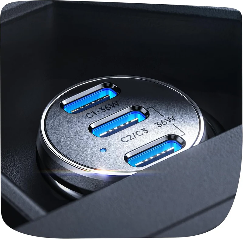 LISEN Mini USB C Car Charger Socket 12V Fast Charge Cigarette Lighter