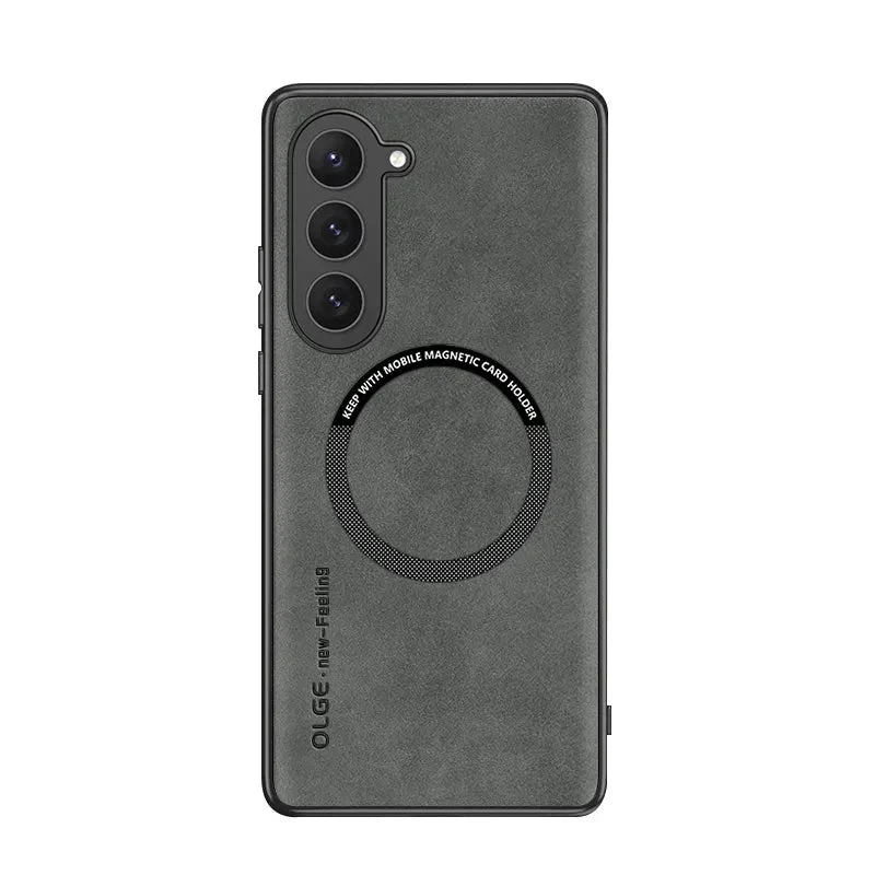 Galaxy S24 / S24 Plus/ S24 Ultra - MagSafe Lederoptik Schutz Hülle, Kabellose Ladung, Soft