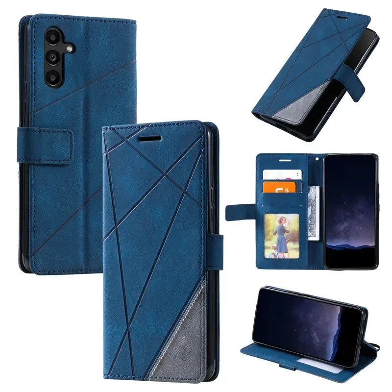 Galaxy S23/ S23 Plus/ S23 Ultra - TPU Lederoptik Brieftasche Flip Schutz Hülle mit Kartenfach, Stoßfest