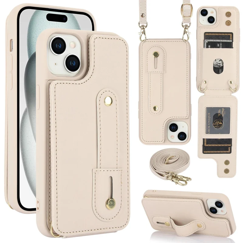 iPhone 13/ Pro/ Pro Max - Cross Body Armband Hülle mit Halskette und Kartenfach