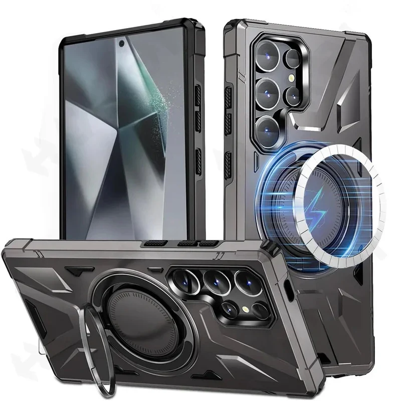 Galaxy A15/ A14 - Robuste MagSafe Schutz Bumper Hülle mit Ständer, Militär Stoßfest