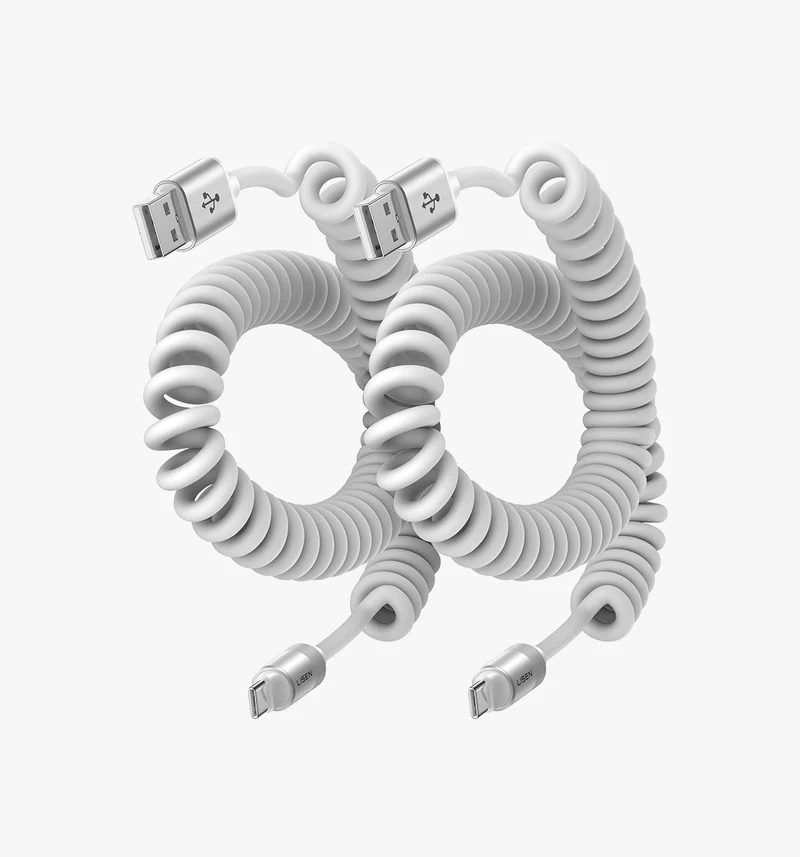LISEN Coiled USB A to C Cable (2 Pack)