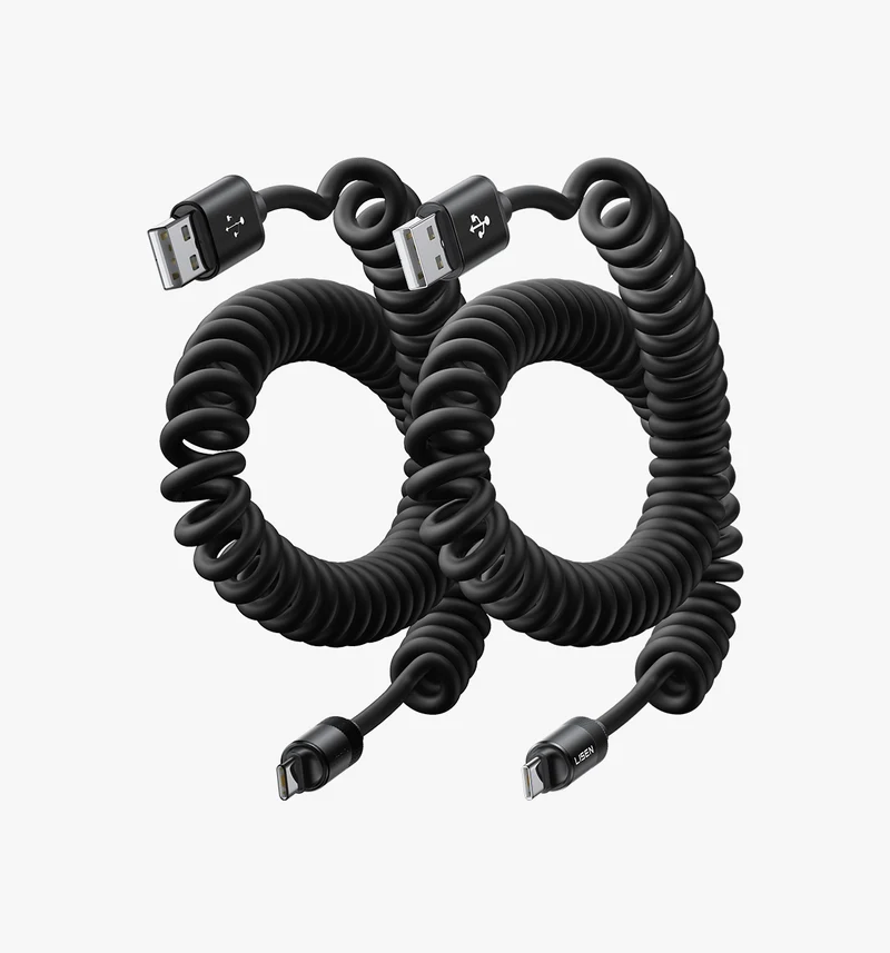 LISEN Coiled USB A to C Cable (2 Pack)