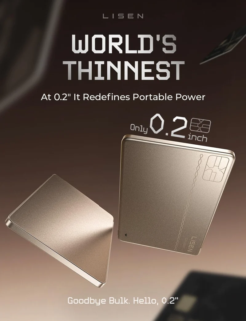 LISEN 0.2'' Ultra-Thin Charge Card Phone Charger