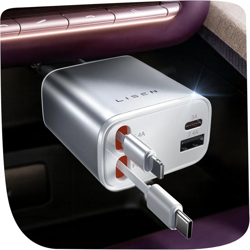 LISEN for iPhone 17 Retractable Car Charger
