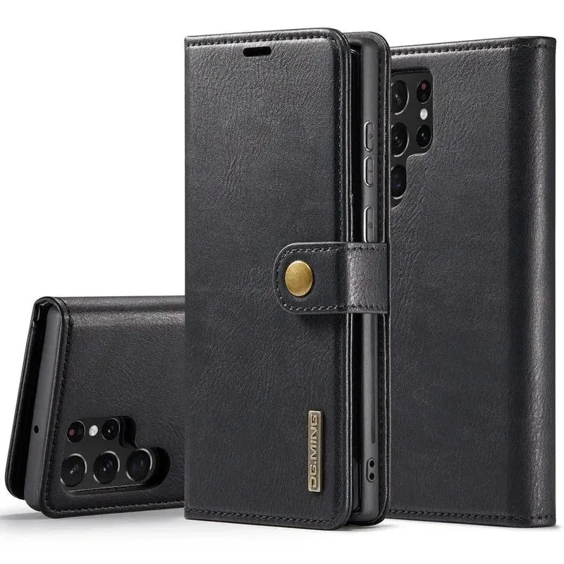 Galaxy S24/ S24 Plus/ S24 Ultra - Lederoptik Schutz Hülle mit Magnetischer Brieftasche
