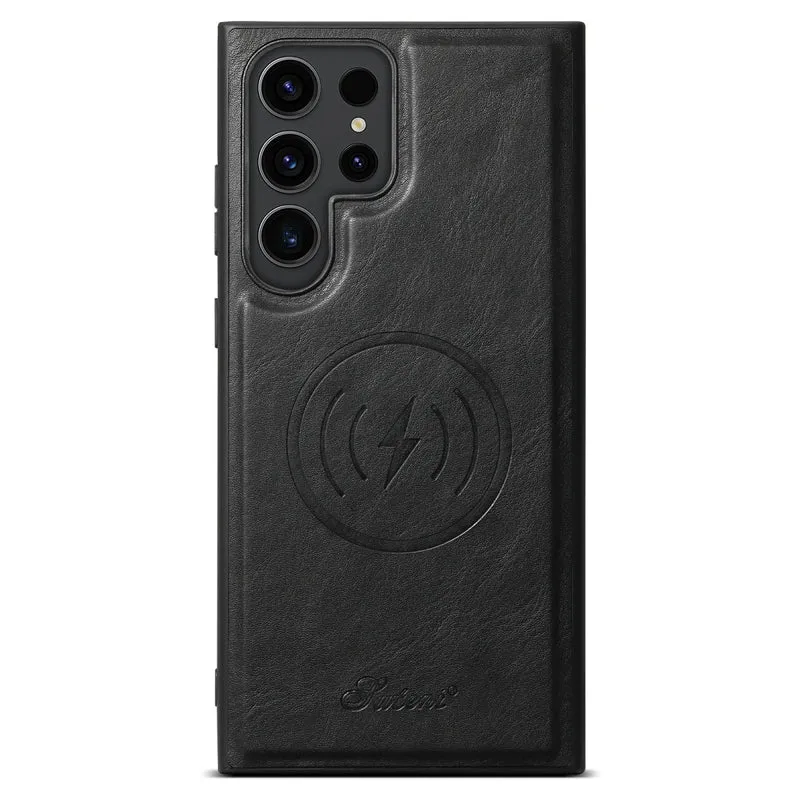 Galaxy S24/ S24 Plus/ S24 Ultra - Moderne Lederoptik Hülle Magnetisch