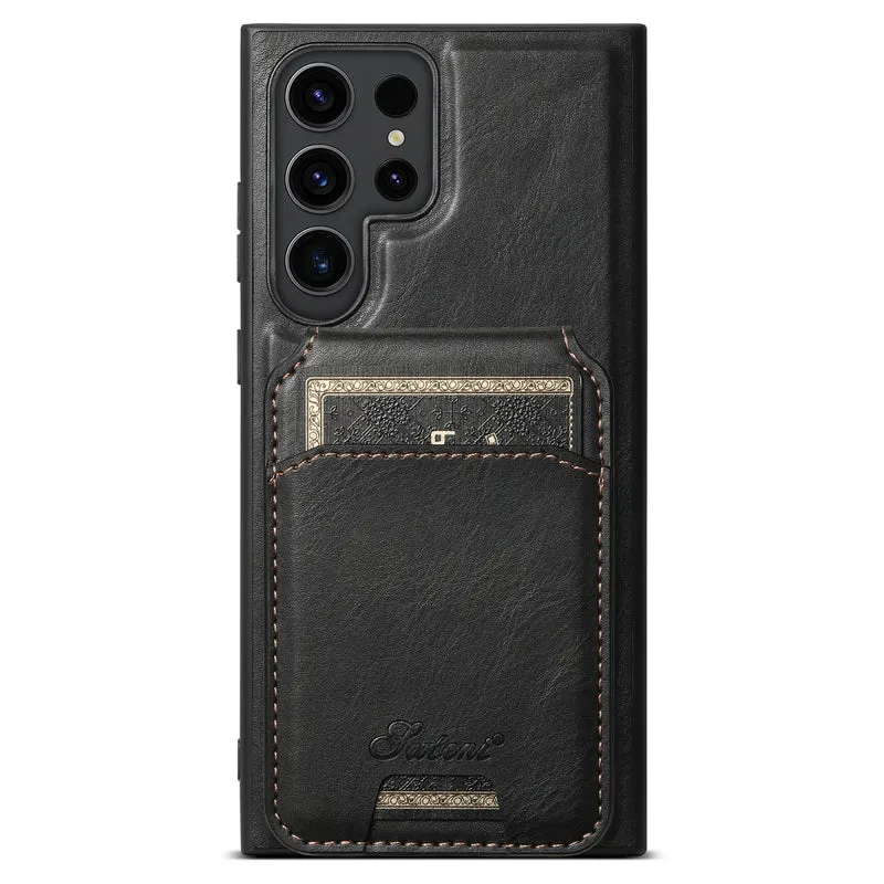 Galaxy S24/ S24 Plus/ S24 Ultra - Lederoptik Hülle mit Magnetischer Brieftasche