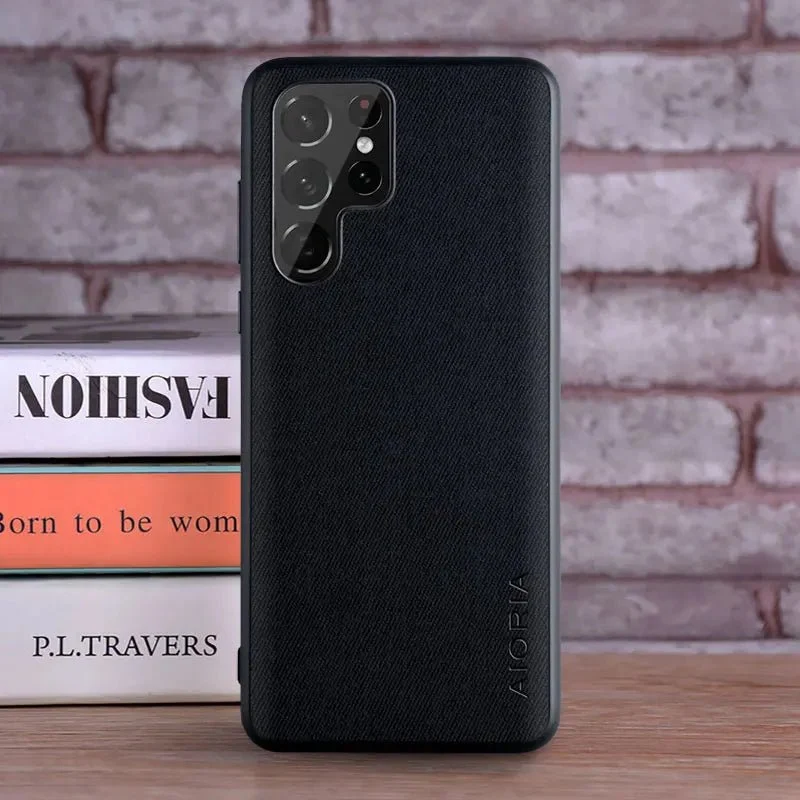 Galaxy S24/ S24 Plus/ S24 Ultra - Luxus Hülle mit Textil Schutz Bezug