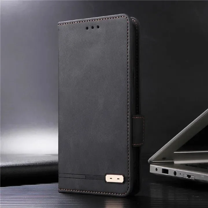 Galaxy S24/ S24 Plus/ S24 Ultra - Lederoptik Schutz Hülle mit Abdeckung + Displayschutz/ Brieftasche/ Kartenfach Magnetisch