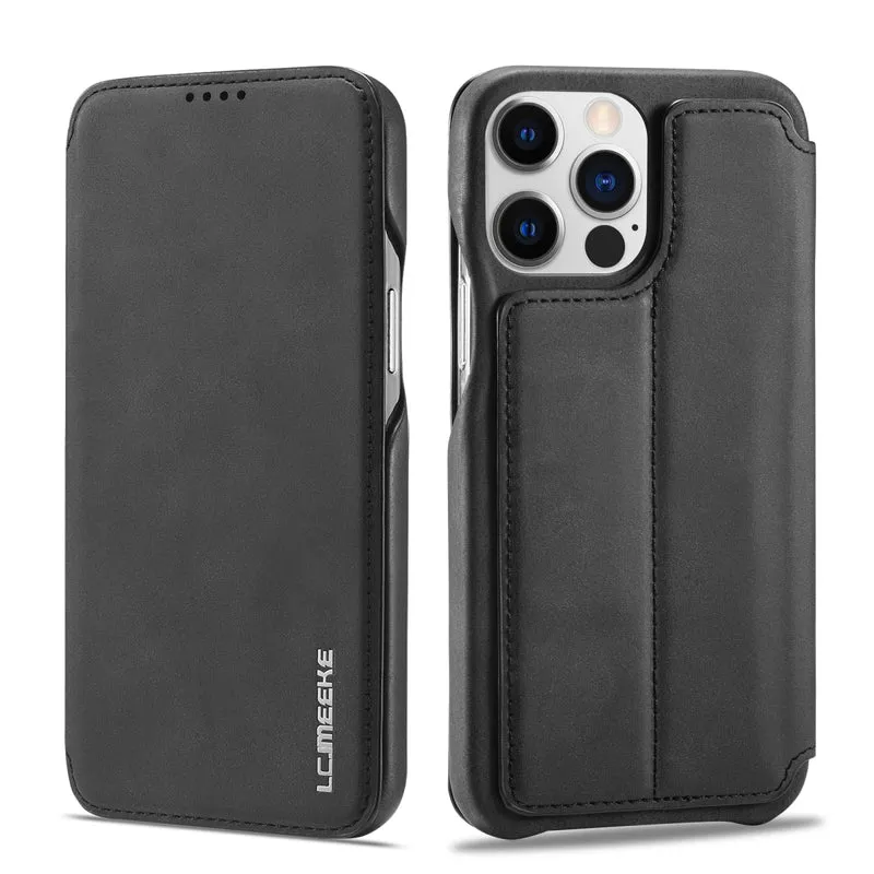iPhone 13/ Pro/ Mini/ Pro Max - Lederoptik Hülle, Mit Display Abdeckung