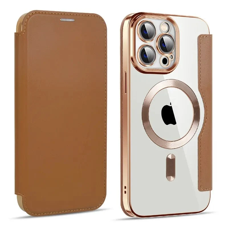iPhone 13/ Pro/ Pro Max - Lederoptik Hülle MagSafe und Kartenfach mit Abdeckung