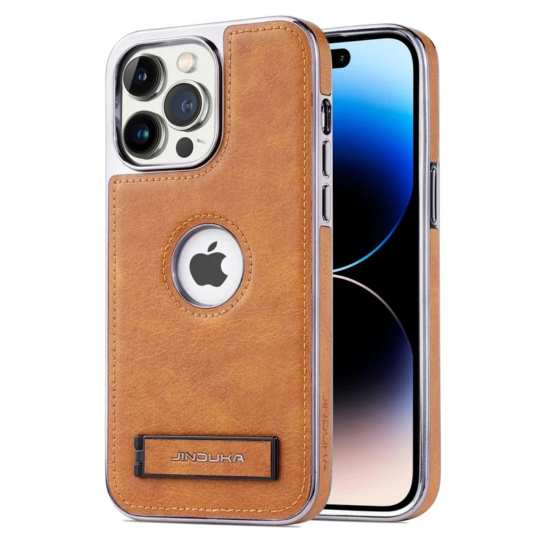 iPhone 15/ Pro/ Pro Max - Lederoptik Schutz Hülle mit Ständer