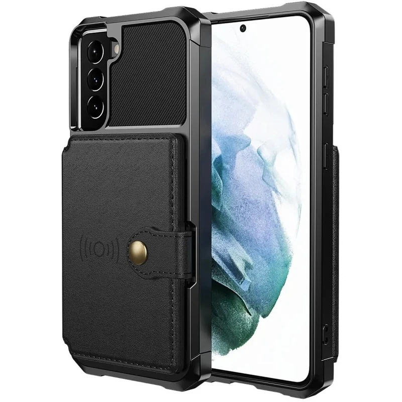 Galaxy S22/ S22 Plus/ S22 Ultra - Schutz Hülle mit Magnetischer PU Lederoptik Brieftasche und Kartenfach