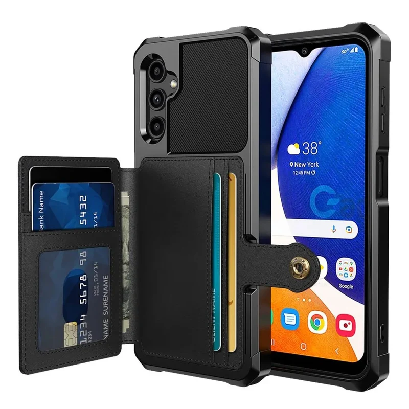 Galaxy A14 - Schutz Hülle mit Magnetischer PU Lederoptik Brieftasche und Kartenfach