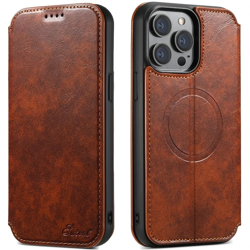 iPhone 15/ Pro/ Plus/ Pro Max - Portemonnaie Lederoptik Hülle mit Kartenfach und Kameraschutz