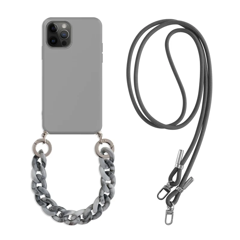 iPhone 13/ Pro/ Pro Max/ Mini - Cross Body Hülle mit Halskette und Marmor Kette - Silikon Case