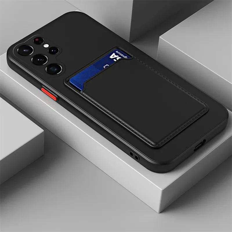 Galaxy S23/ S23 Ultra - Schutz Hülle Mit Kartenfach Stoßfeste Weiche Silikon Rückseite
