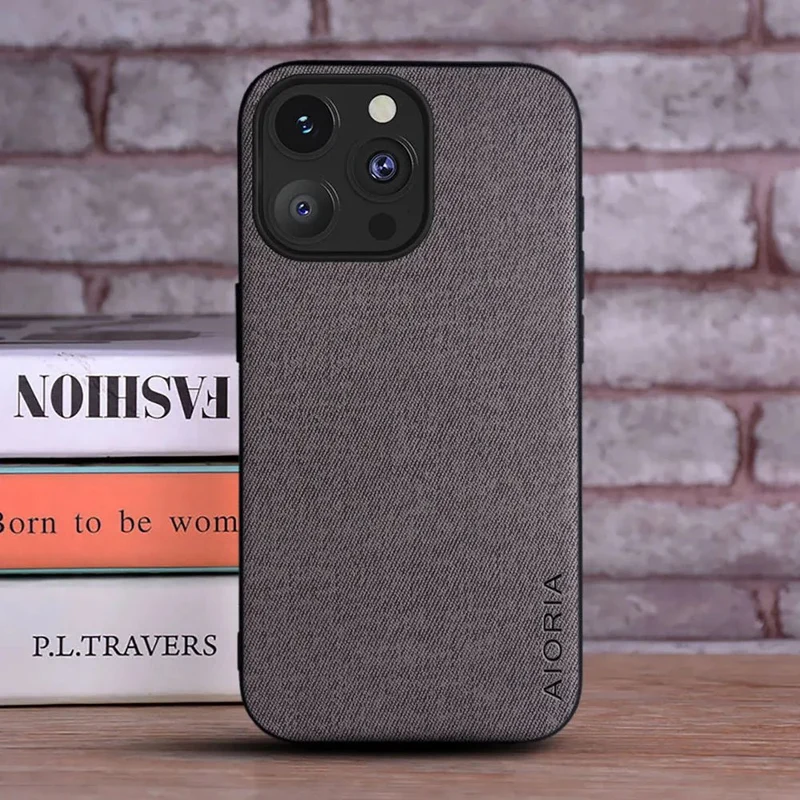 iPhone 15/ Pro/ Plus/ Pro Max - Luxus Trend Textil Stoff Lederoptik Schutz Hülle