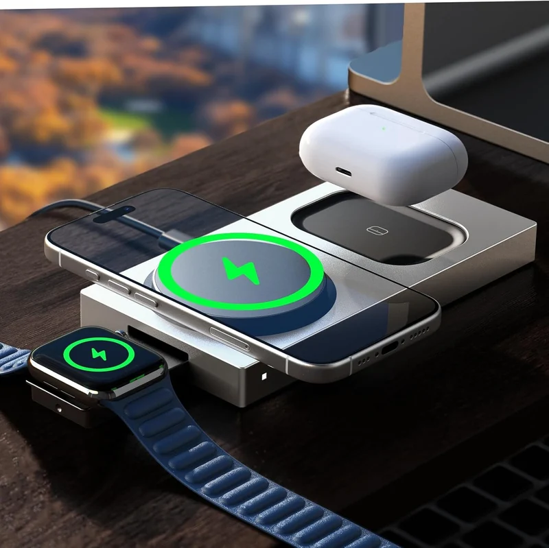 LISEN Qi2 3-in-1 15w MagSafe Charging Station