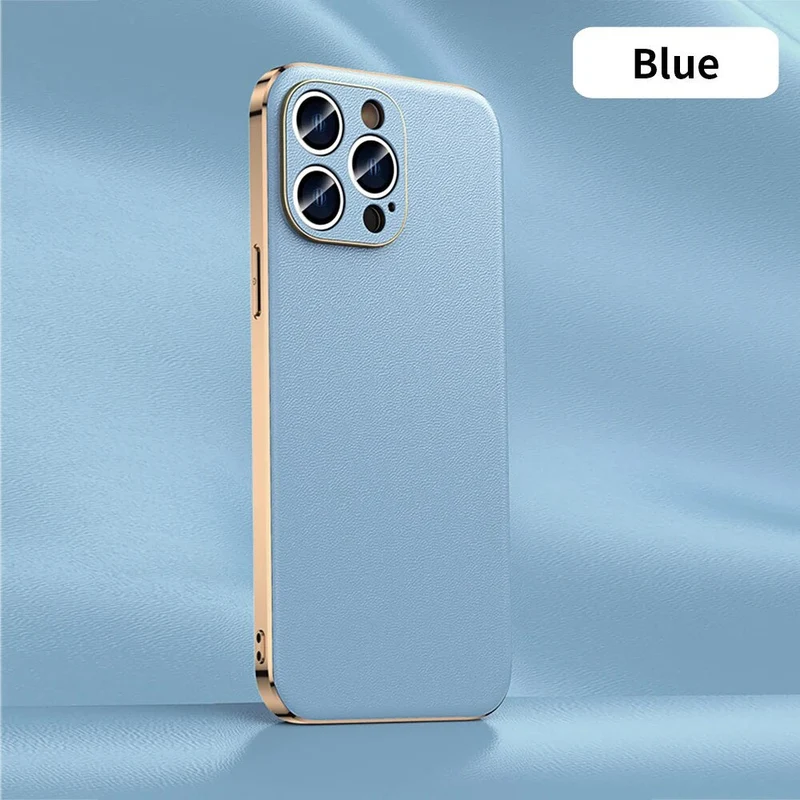 iPhone 15/ Pro/ Plus/ Pro Max - Handy Hülle aus Rindsleder mit Luxuriöse Beschichtung, Vollständiger Linsenschutz auf der Rückseite