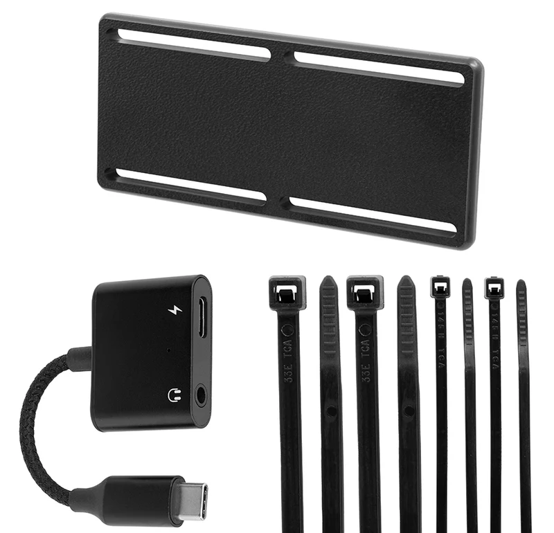 Zubehör - 216478 - USB-C-Splitter zum Laden (60W PD) und 3.5-mm-Audio, mit Kabelhalterung und Kabelbinder