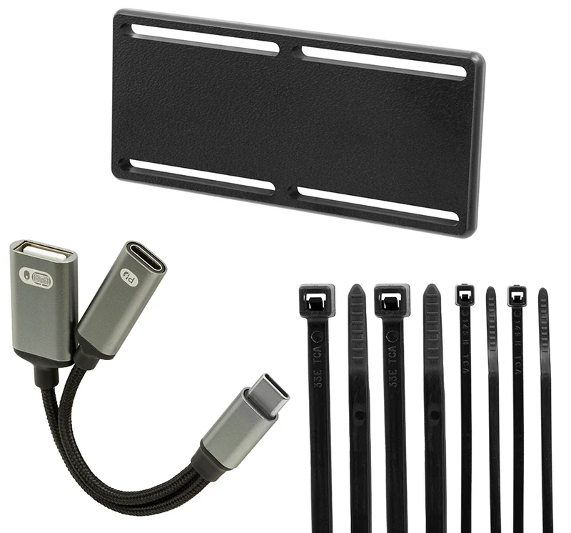 Zubehör - 216479 - USB-C-Splitter zum Laden über USB-C (60W PD) und USB-A (Daten), mit Kabelhalterung und Kabelbinder