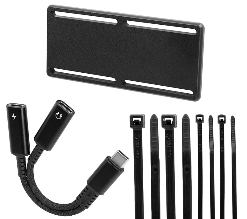 Zubehör - 216477 - USB-C-Splitter zum Laden (60W PD) und für 2.0 Daten/Audio (DAC), mit Kabelhalterung und Kabelbinder