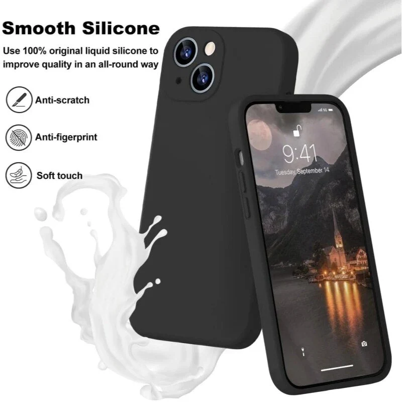 iPhone 14/ Pro/ Pro Max/ Plus - Square Liquid Silicone Phone Case Protection Case