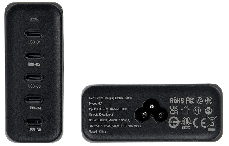 Zubehör 217095 - 5-Port USB-C Ladegerät 300W mit EU-Kabel